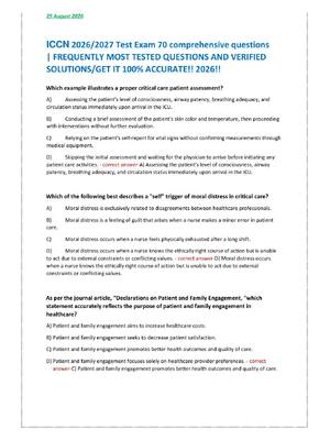 Preview of ICCN 2026/2027 Test Exam 70 comprehensive questions | FREQUENTLY MOST TESTED QUESTIONS AND