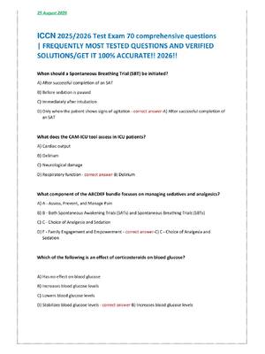 Preview of ICCN 2025/2026 Test Exam 70 comprehensive questions | FREQUENTLY MOST TESTED QUESTIONS AND