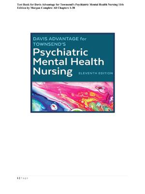 Preview of Complete Test Bank for Davis Advantage for Townsend's Psychiatric Mental Health Nursing 11