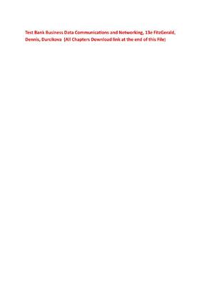 Preview of Test Bank Business Data Communications and Networking, 13e FitzGerald, Dennis, Durcikova