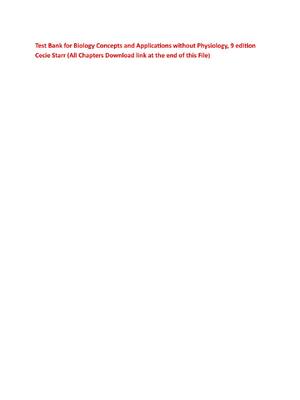 Preview of Test Bank for Biology Concepts and Applica􀆟ons without Physiology, 9 edition