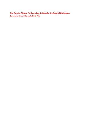 Preview of Test Bank for Biology The Essentials, 4e Marielle Hoefnagels