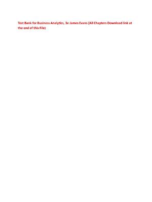 Preview of Test Bank for Business Analytics, 3e James Evans