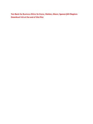 Preview of Test Bank for Business Ethics 5e Crane, Matten, Glozer, Spence