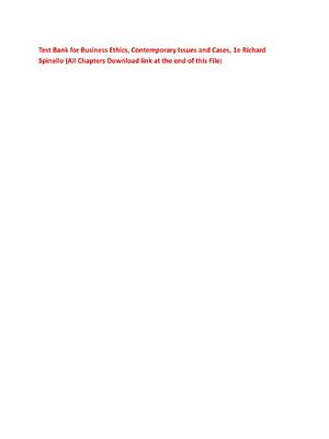 Preview of Test Bank for Business Ethics, Contemporary Issues and Cases, 1e Richard Spinello