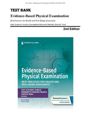 Preview of Test Bank - Evidence-Based Physical Examination 2nd Edition (Gawlik, 2025), All Chapter 1-