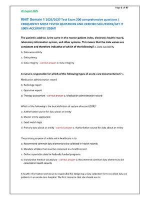 Preview of RHIT Domain 1 2026/2027 Test Exam 200 comprehensive questions | FREQUENTLY MOST TESTED QUE