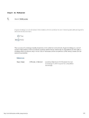 Preview of Test Bank for Strategic Management, 5th Edition by Frank T. Rothaermel