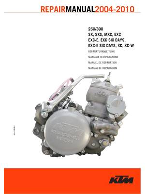 Preview of KTM 250 300 SX Sxs Mxc Exc Exc-e Six Days Xc XC-W Engine Repair Service Manual 2004 2010