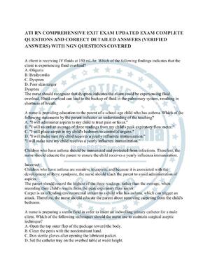 Preview of ATI RN COMPREHENSIVE EXIT EXAM UPDATED ACTUAL EXAM COMPLETE QUESTIONS AND CORRECT DETAILED