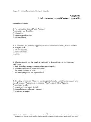 Preview of Test Bank Economics: Principles, Problems, and Policies, 19th Edition McConnell