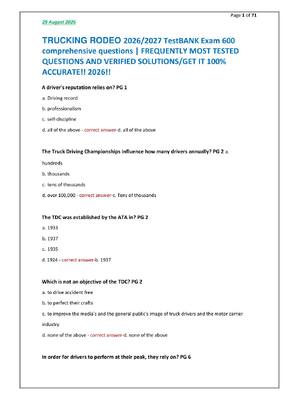 Preview of TRUCKING RODEO 2026/2027 TestBANK Exam 600  comprehensive questions | FREQUENTLY MOST TEST