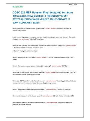 Preview of COSC 325 MEP Houston Final 2026/2027 Test Exam  450 comprehensive questions | FREQUENTLY M