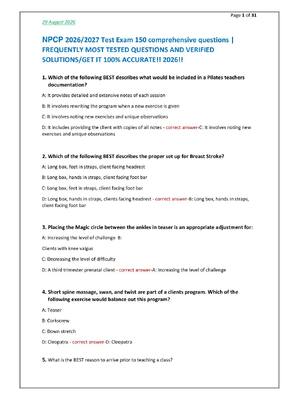 Preview of NPCP 2026/2027 Test Exam 150 comprehensive questions |  FREQUENTLY MOST TESTED QUESTIONS A