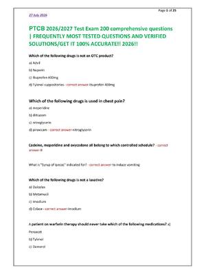 Preview of PTCB 2026/2027 Test Exam 200 comprehensive questions | FREQUENTLY MOST TESTED QUESTIONS AN