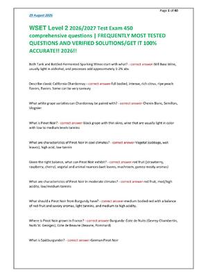 Preview of WSET Level 2 2026/2027 Test Exam 450 comprehensive questions | FREQUENTLY MOST TESTED QUES