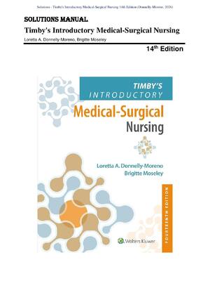 Preview image for Timby's Introductory Medical - Surgical Nursing 14th Donnelly-Moreno Solutions Manual