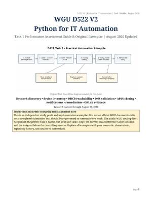 Preview of WGU D522 V2 Task 1 Performance Assessment | Complete Python IT Automation Guide, Network Discovery, DNS, GitLab, API, Troubleshooting &amp; Submission Checklist | 2026 Updated
