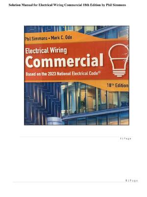 Preview image for Complete Solution Manual for Electrical Wiring Commercial 18th Edition by Phil Simmons All Chapters Covered 1-22! ALREADY RATED A+ 100% CORRECT ANSWERS