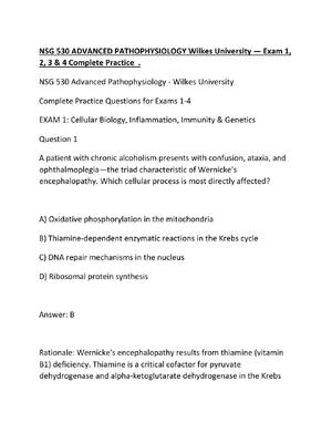 Preview of NSG 530 ADVANCED PATHOPHYSIOLOGY Wilkes University — Exam 1, 2, 3 & 4 Complete Practice  .