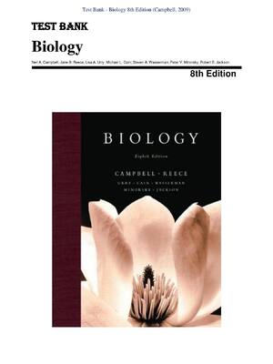 Preview of Test Bank for Biology 8th Edition by Neil A. Campbel
