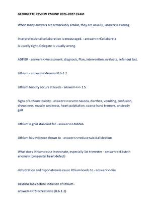 Preview image for GEORGETTE REVIEW PMHNP 2026-2027 EXAM QUESTIONS AND ANSWERS! 100% CORRECT ANSWERS ALREADY RATED A+