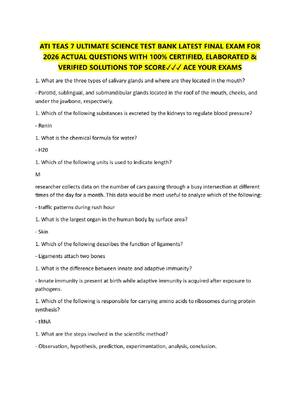 Preview of ATI TEAS 7 ULTIMATE SCIENCE TEST BANK LATEST FINAL EXAM FOR  2026 ACTUAL QUESTIONS WITH 100% CERTIFIED, ELABORATED &amp;  VERIFIED SOLUTIONS TOP SCORE✓✓✓ ACE YOUR EXAMS