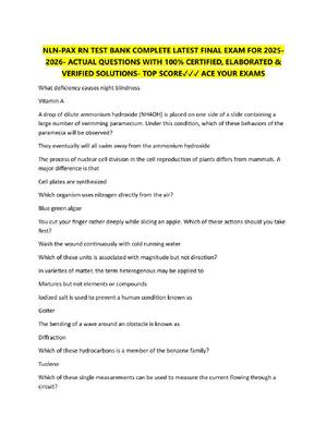 Preview of NLN-PAX RN TEST BANK COMPLETE LATEST FINAL EXAM FOR 2025-  2026- ACTUAL QUESTIONS WITH 100% CERTIFIED, ELABORATED &amp;  VERIFIED SOLUTIONS- TOP SCORE✓✓✓ ACE YOUR EXAMS