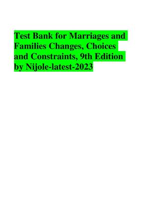 Preview image for Test Bank for Marriages and  Families Changes, Choices  and Constraints, 9th Edition  by Nijole-