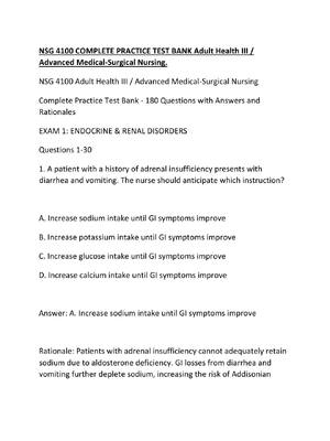Preview of NSG 4100 COMPLETE PRACTICE TEST BANK Adult Health III