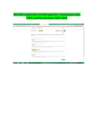 Preview of RN VATI Leadership and Management  Assessment-with  100% verified solutions-2026-2027