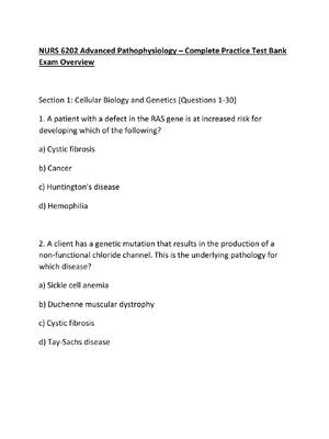 Preview of NURS 6202 Advanced Pathophysiology – Complete Practice Test Bank Exam Overview