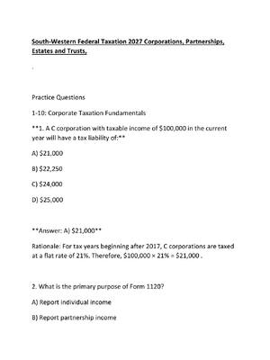 Preview image for South-Western Federal Taxation 2027 Corporations, Partnerships, Estates and Trusts,