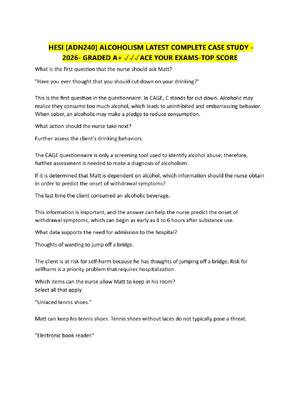Preview of HESI [ADN240] ALCOHOLISM LATEST COMPLETE CASE STUDY -  2026- GRADED A+ ✓✓✓ACE YOUR EXAMS-T