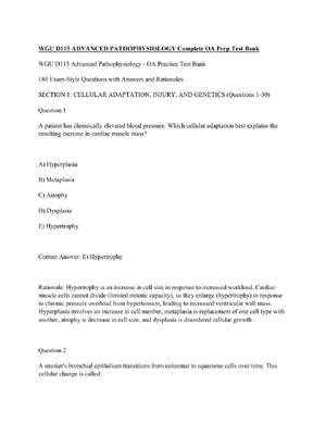 Preview of WGU D115 ADVANCED PATHOPHYSIOLOGY Complete OA Prep Test Bank