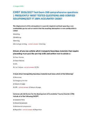 Preview image for CHST 2026/2027 Test Exam 350 comprehensive questions | FREQUENTLY MOST TESTED QUESTIONS AND VERIFIED SOLUTIONS/GET IT 100% ACCURATE!! 2026!!