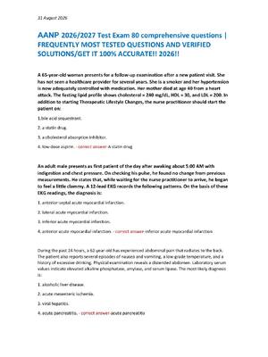 Preview of AANP 2026/2027 Test Exam 80 comprehensive questions |  FREQUENTLY MOST TESTED QUESTIONS AND VERIFIED  SOLUTIONS/GET IT 100% ACCURATE!! 2026!!