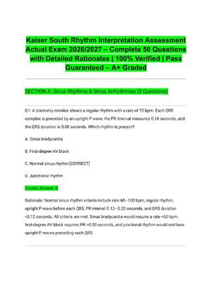 Preview of Kaiser South Rhythm Interpretation Assessment Actual Exam 2026/2027 – Complete 50 Question