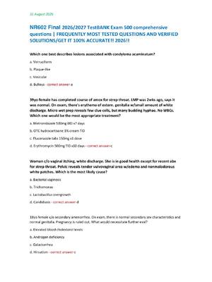 Preview of NR602 Final 2026/2027 TestBANK Exam 500 comprehensive  questions | FREQUENTLY MOST TESTED