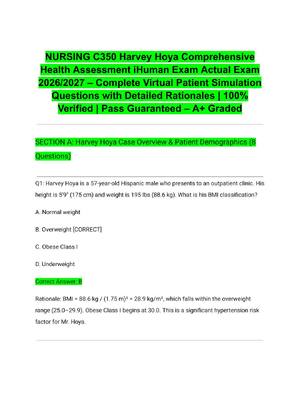 Preview of NURSING C350 Harvey Hoya Comprehensive Health Assessment iHuman Exam Actual Exam 2026/2027