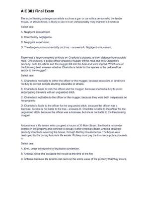 Preview image for AIC 301 Final Exam 2026 Questions and Answers! 100% CORRECT ANSWERS ALREADY RATED A+