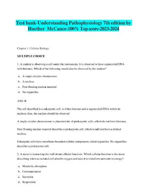 Preview of Test bank-Understanding Pathophysiology 7th edition by  Huether  McCance-100% Top score-20
