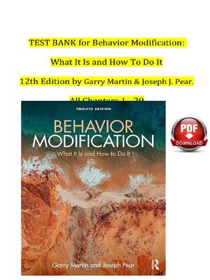 Preview of TEST BANK for Behavior Modification:  What It Is and How To Do It 12th Edition by Garry Ma