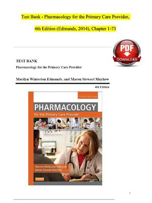 Preview of Test Bank Pharmacology for Primary Provider 4th Edition By Edmunds
