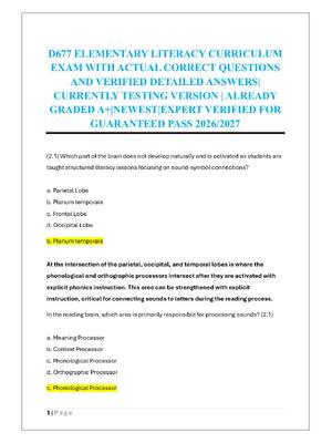 Preview of D677 ELEMENTARY LITERACY CURRICULUM  EXAM
