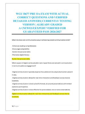 Preview of WGU D677 PRE OA EXAM