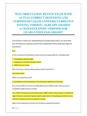 Preview of WGU ORIENTATION REVIEW EXAM