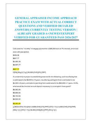 Preview of GENERAL APPRAISER INCOME APPROACH  PRACTICE EXAM