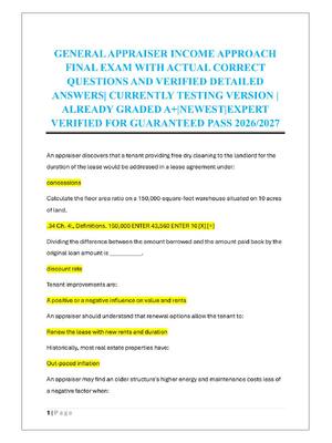 Preview of GENERAL APPRAISER INCOME APPROACH  FINAL EXAM