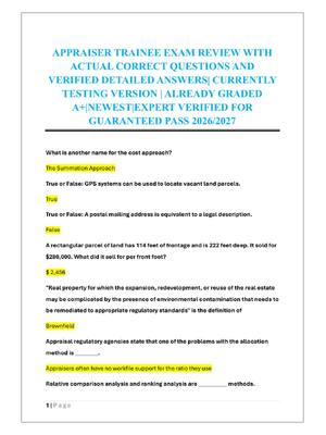 Preview of APPRAISER TRAINEE EXAM REVIEW